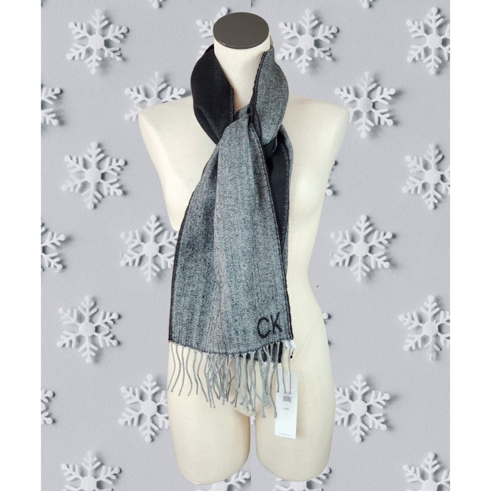 Calvin Klein Cut Off Scarf Black Gray New